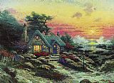 Thomas Kinkade cottage by the sea painting
